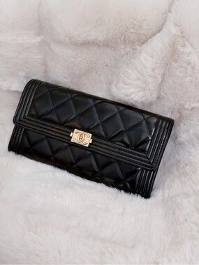 Chanel Black Quilted Boy Wallet